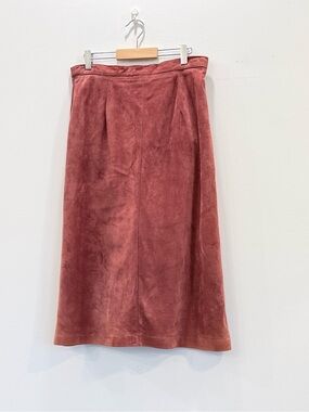 Suede Midi Skirt - Pink Terracotta